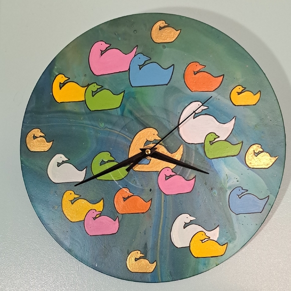 Artisan Other - Hand Crafted Colorful Duck Wall Clock